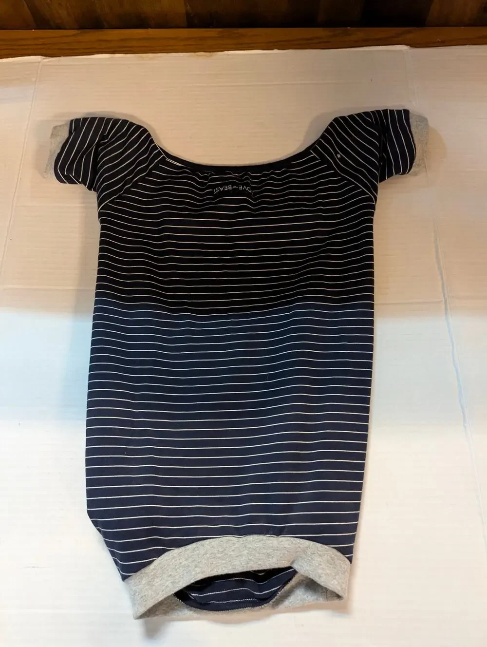 Love Beast Blue Striped Dog Body Suit XXL